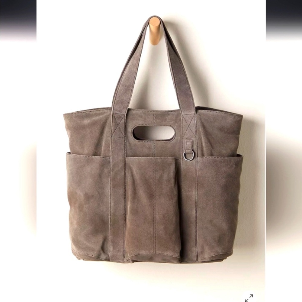 Free People Caravan Suede Tote- Charcoal